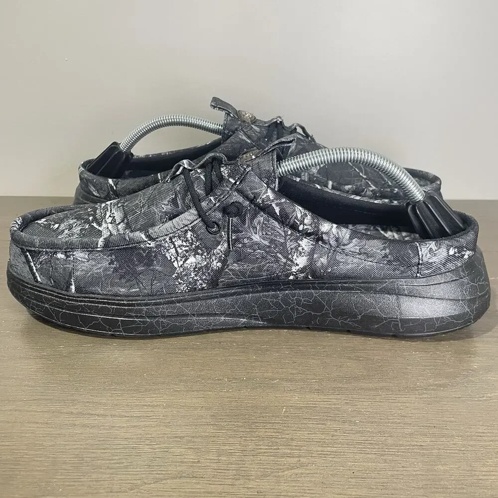 Jelly Roll Hey Dude Mens Size 12 Slides NEW Realtree Edge Wally Black Camo Shoes